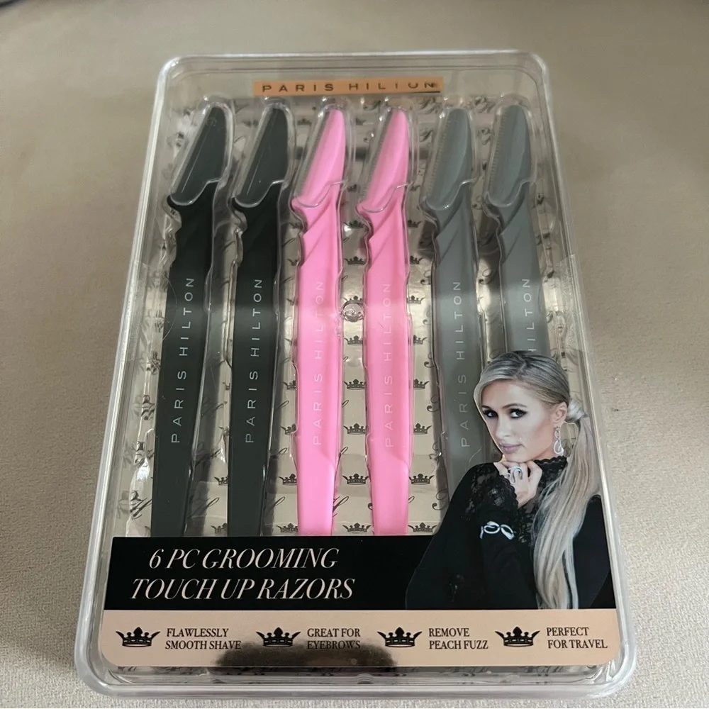 NWT Paris Hilton 6-Piece Grooming Touch Up Razors Makeup Tools Accessory Beauty